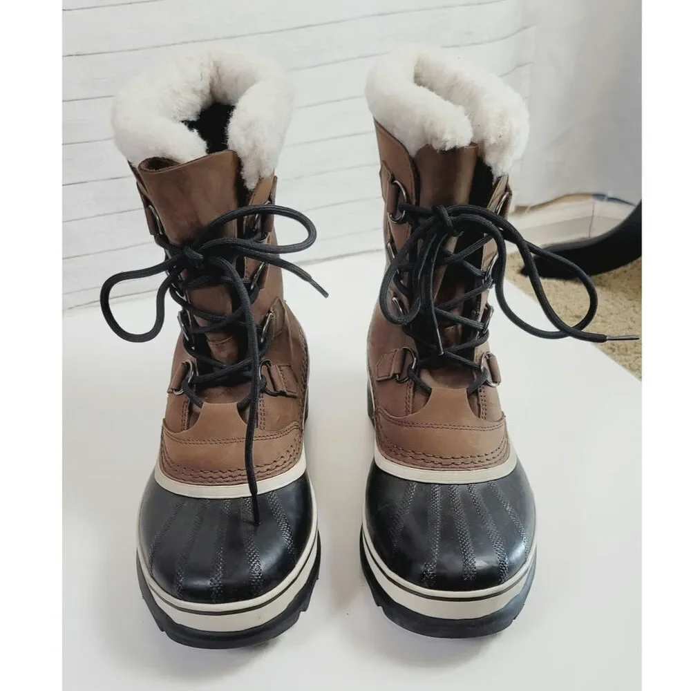 SOREL 1964 Pac Nylon Waterproof Snow Boots in Tabacco Black, sz 8.5